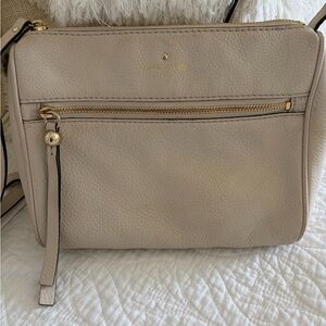 Kate Spade Beige Crossbody Bag with Gold Accents
